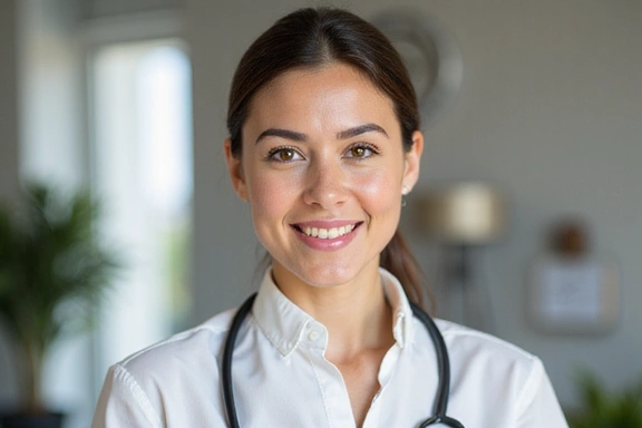 Professionelles Porträt einer Ernährungsberaterin in einer sauberen Umgebung