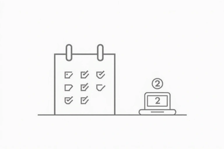 Ein Kalender mit einem gebuchten Termin, Symbol für Online-Beratung.